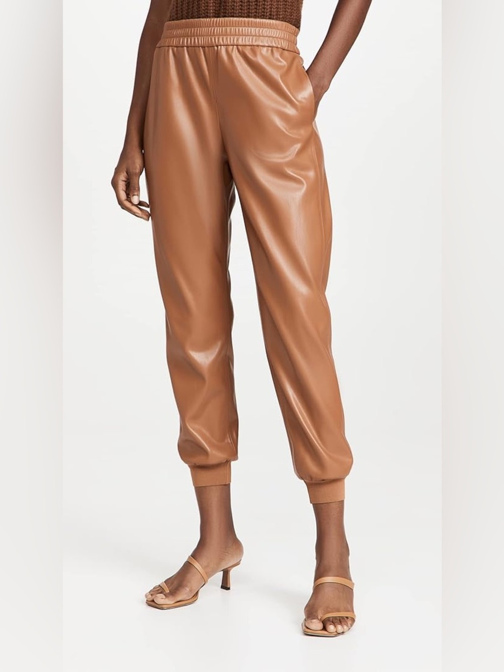Alice + Olivia Brown Elastic-Waist Pants